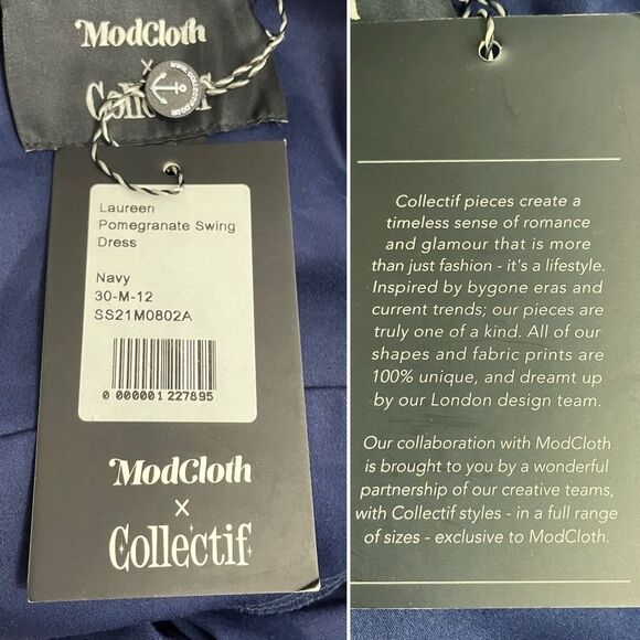 NWT ModCloth x Collectif Laureen Navy Red Pomegranate Swing Dress Size 8 Medium - Picture 12 of 15